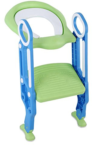 Ejoyous Kinder Toilettensitz mit Treppe, Töpfchentrainer Töpfchen Toiletten-Trainer Töpfchen Kinder-Toilettensitz mit Leiter Töpfchen Sitz für und Mädchen(Blau)