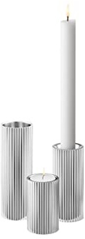 Georg Jensen Bernadotte Tealight & Candleholder Ss S/M/L, 3 Pcs