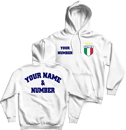 lepni.me Felpa con Cappuccio da Calcio Personalizzata | Hoodie con Il Tuo Nome e Numero | Italia Calcio 2026