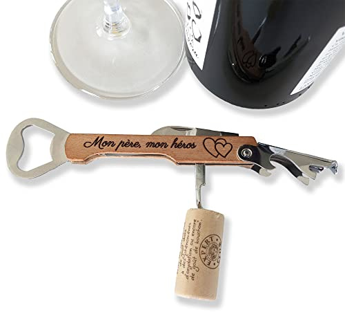 Personalisierter Korkenzieher, individualisierbare Limonade, Serviermesser mit Flaschenöffner, Folienschneider und Flaschenöffner aus Edelstahl