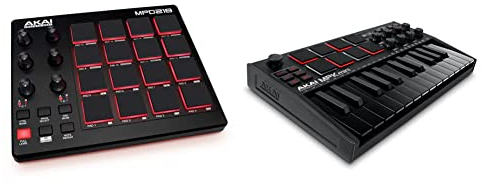 AKAI Professional MPK Mini MK3 Black – 25-Tasten USB MIDI Keyboard Controller, 8 hintergrundbeleuchtete Drum Pads, 8 Regler & MPD218 MIDI Pad Controller Drum Pad Machine Beat Maker mit 16 Pads