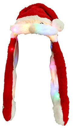 Wackelohr Mütze mit LED und beweglichen Ohren aus Plüsch Kostüm für Kinder und Erwachsene Tier Plüsch Spielzeug Hut, Variante wählen:Weihnachtsmann