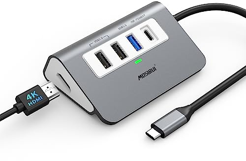 USB-C-Hub, 9-in-1-Multiport-Adapter, 4K-HDMI-Laptop-Dockingstation mit USB C3.1, USB 3.0/2.0 Datenanschlüssen, 100 W PD, Aluminium, USB-Hub für Thunderbolt 3/4, iPad Pro, ThinkPad und mehr Typ C