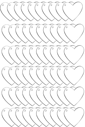 Jolsaawie 60 Stück 5,1 cm Acryl Schlüsselanhänger Rohlinge Acryl Herzen Scheiben für DIY Schlüsselanhänger Geschenkanhänger Valentinstag Ornamente