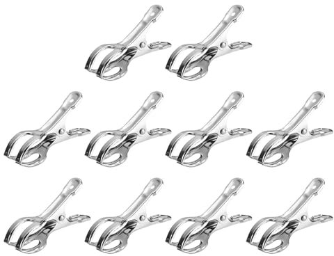 QUARKZMAN 18pcs INOX Acier Pinces Linge Plage Serviette Agrafes Résistant-Vent Linge Pieds pour Vêtements Couette Couverture - 85mm