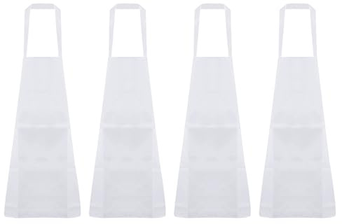 sourcing map Küchenschürze, Polyester, Künstler-Malschürze mit 2 Taschen, für Damen, Herren, Küche, Restaurant, Handwerk, Garten, Kochen, weiß, 75cmx65cm