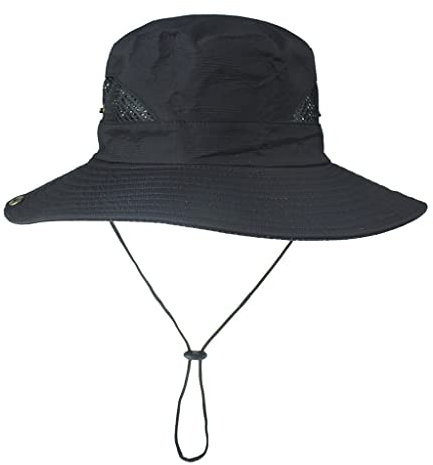 Herren/Damen, wendbar, Baumwolle, Retro-Stil, Blumenmuster, Sonnenhut, Unisex, verstellbare Kappe, Boonie-Hut, Fischerhut, integrierter, minimalistischer Sommerhut mit Schnur, Schwarz , Einheitsgröße