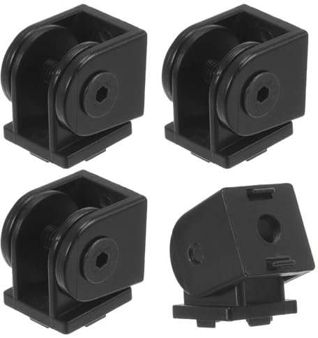 sourcing map 4Pcs Die-Cast Aluminum Pivot Joint 180°Adjustable Flexible Pivot Joint Connector for 2020 Series Aluminum Extrusion Profile, Aperture 6mm, Black