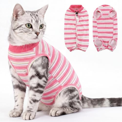CITÉTOILE Katzenbody Nach OP Atmungsaktiv Wundschutz für Katzen Rosa M | Ersatz für Halskragen, Leckerschutz, Bequemer Toilettengang, Elastisch & Weich, Geeignet für Bauchwunden