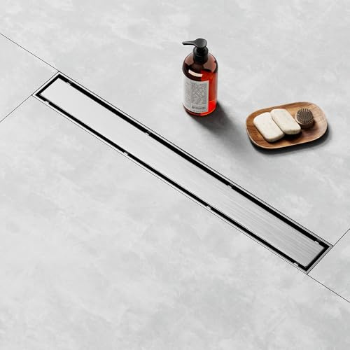 LISEEGO Linear Shower Drain 12 Inch, Shower Drain with 2-in-1 Tile Insert Panel, Brushed AISI 304 Stainless Steel Linear Drain for Fast Drainage, Floor Drain for Bathroom, Kitchen, Garage & More