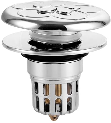ASelected Sink Plug Replacement Bathroom Sink Plug Replacement For Bathroom And Kitchen Drain Push Type Brass Bounce Core Drain Filter With Hair Catcher For 34-40Mm