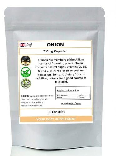 Onion Capsules 750mg 100% Natural Quercetin,Allium Antioxidant (No Additives) (60)