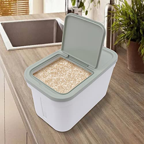 HOARLICN Grande contenitore per riso, 10 kg, grande contenitore per alimenti, contenitore ermetico con misurino, per ristoranti, negozi di riso, 22 x 38 x 23 cm