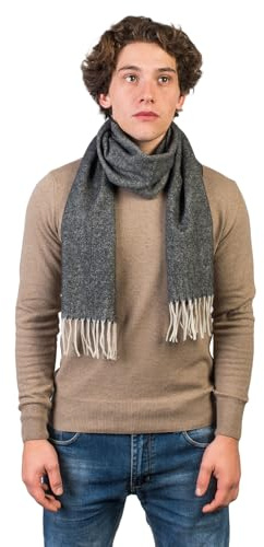 Dalle Piane Cashmere Schal mit Fischgrätenmuster Wolle und Kaschmir, Made in Italy - Herren, Farbe: Schwarz, Einheitsgröße