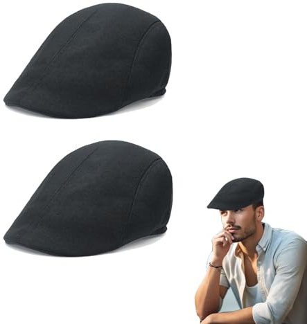 QSZHSL 2 Stück Schirmmütze Herren, Schiebermütze Baskenmütze, Classic Flatcap Damen, Gatsby Newsboy Barett Cap