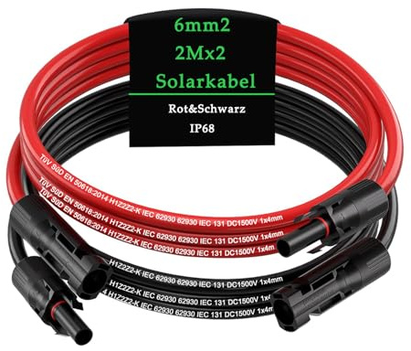 MXRPV Solarkabel 4mm²/6mm²,Solarkabel Verlängerung 2/3/5/10/15M,Tool-Free Solarverlängerungskabel, PV Kabel (6mm²2m)