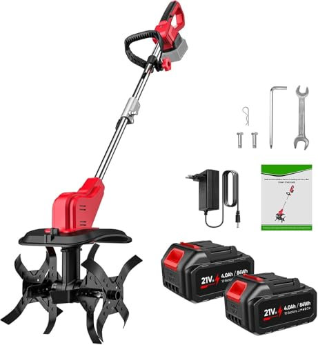 Hache De Sol sans Fil pour Batterie Makita 21 V, Motobineuse Electrique sans Fil,Largeur De Travail 30 Cm,Profondeur De Travail 22 Cm,pour Retourner La Terre, DéSherber (avec 4.0ah Batterie)