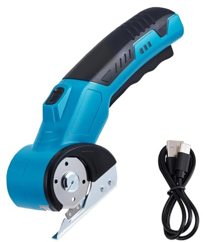 Forbici Elettriche per Tessuti, Forbici elettriche senza fili 4V con blocco di sicurezza, Multi Cutter Mini Taglierino per il taglio di tessuto Pelle Cartone Moquette Pannolenci Giardinaggio Stoffa