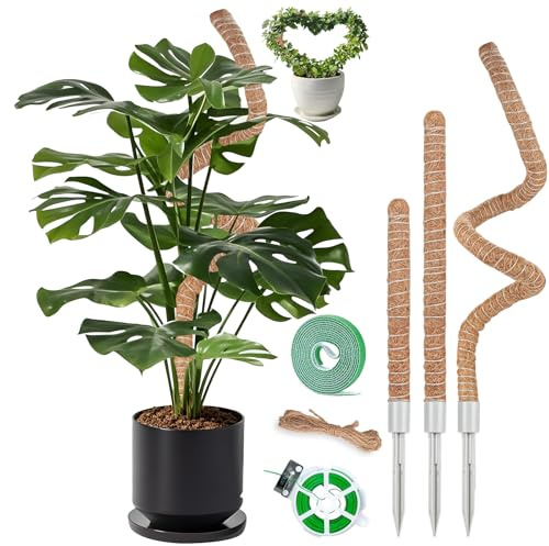 3 Pack Moss Pole, 28 48 63 Monstera Plant Support for Climbing Indoor Plants, Bendable Coco Coir Plant Support Stakes for Potted Plants, Pothos, Philodendron
