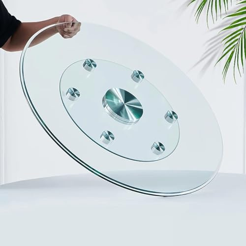 80cm 60cm 70cm 90cm Plateau Rotatif Grand pour Table À Manger, Lazy Susan Plateau Tournant En Verre Trempé Rond, Assiette De Service Ronde avec Palier Silencieux, Pour Pour Fête Dîner Mariage Restaura
