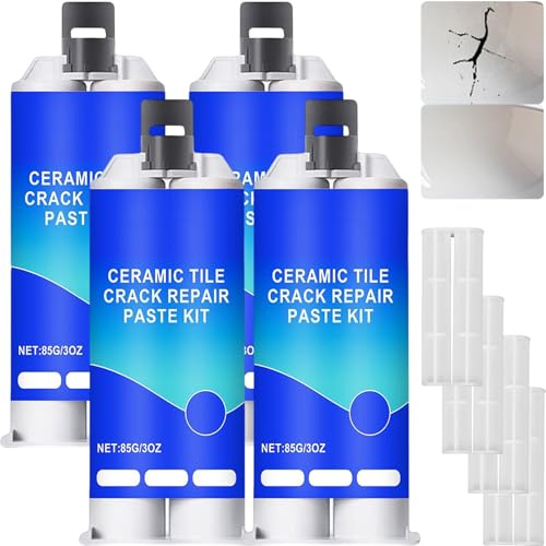 Kit adesivo multifunzione impermeabile per riparazione di piastrelle, per piani di lavoro, vasca da bagno, ceramica, marmo, granito, quarzo chip, 4 pezzi