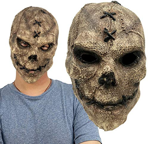 TYUIOP Halloween-Maske - Vollmaske aus Latex & Jute-Totenkopf Design, Gruselige Schädelmaske 21x33cm, Halloween Kostüm Zubehör für Cosplay & Frisuren