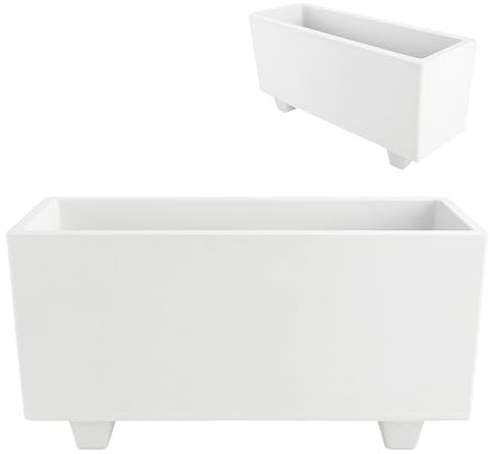 Fioriera Da Esterno Rettangolare in Cemento 100x40x50 cm | Vaso da Esterno Bianco Made in Italy | Robusta Antigelo | Vaso Giardino Terrazzo Balcone per Piante, Fiori e Arbusti | Design Moderno