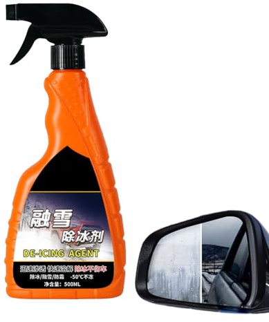 Spray anticongelante para coche, líquido anticongelante, 500 ml, removedor de hielo y niebla de parabrisas de acción rápida, fórmula anticongelante de 21 cm, derrite rápidamente el hielo para un uso