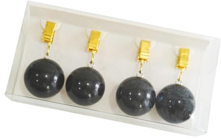 Bvdfgk 4 Unidades de Pesos para Manteles, Bolas de Mármol, Piedras Decorativas para Al Aire Libre, Negro