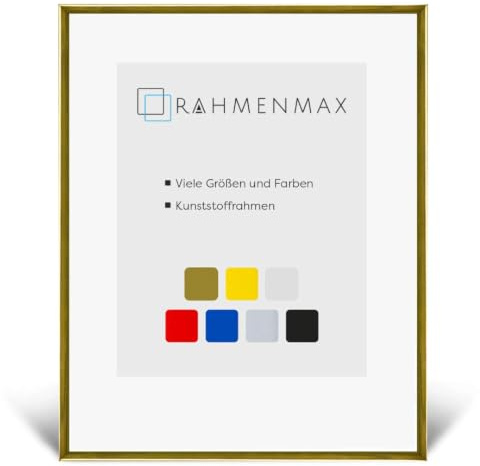 RahmenMax Kunststoff Bilderrahmen Texas für Bild 55x65cm Gold mit Acrylglas | mit 1mm Antireflex Acrylglas/Rückwand Weiß/Posterrahmen/Maßanfertigung möglich/Aufhänger für Hoch- und Querformat