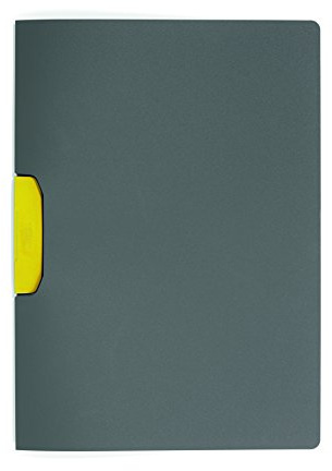 Durable Klemm-Mappe Duraswing Color für 30 Blatt DIN A4, Beutel 5 Stück, anthrazit mit gelber Klemme, 230404