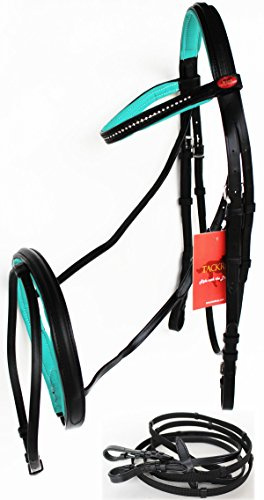 CHALLENGER Horse English Padded Leather COB Riding Jumping Adjustable Bridle 803460TRC