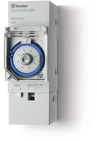Finder Interruttore orario 120182300000 - 24h meccanico con invertitore 16A - Tensione di alimentazione 230 V 50/60 Hz