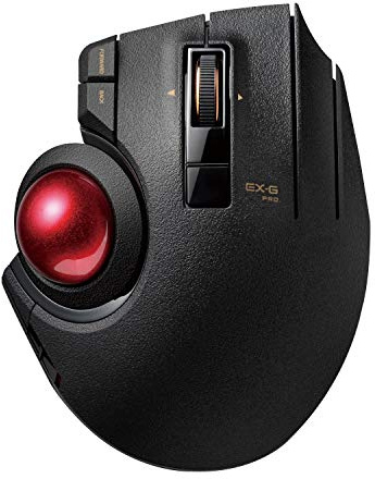 ELECOM EX-G Pro Trackball Mouse, Wired, Wireless, Bluetooth, Thumb Control, 8-Button Function, Ergonomic Design, Optical Gaming Sensor, Smooth Red Ball, Windows11, macOS (M-XPT1MRBK)