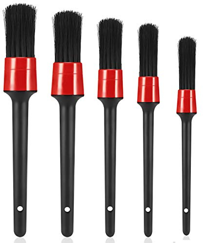 NATUCE 5 Stück Auto Detailing Bürsten Set, Auto Reinigung Pinsel Set, Auto Detailing Reinigungsbürsten für die Reinigung von Motor, Felgen, Innen, Außen, Embleme