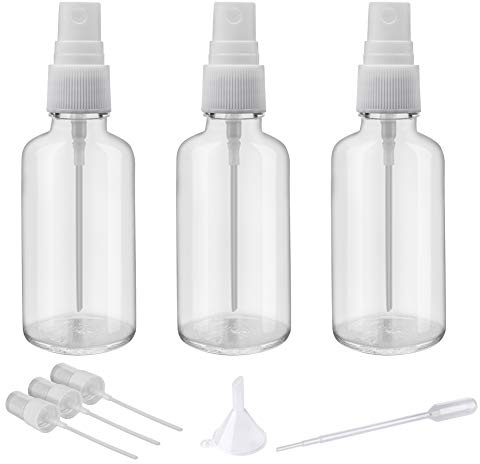 Hydior 2oz Clear Glass Spray Bottles for Essential Oils, Small Spray Bottle with Plastic Sprayer - Set of 3