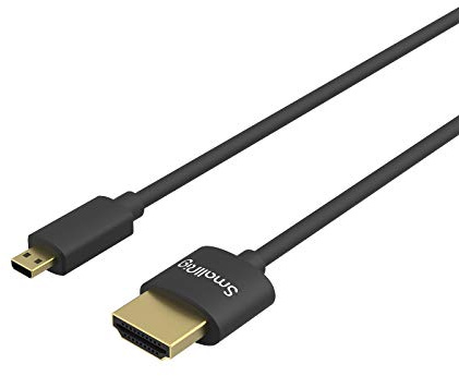 SMALLRIG 4K ultratunn Cable 35 cm/1,15 fot mikro HDMI-kabel tunn HDMI-kabel | DM till AM | Stöder kamera med HDMI-D-gränssnitt och bildskärm med HDMI-A-typgränssnitt – 3042