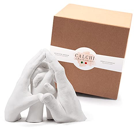 Calchi Italiani® Premium Handabdruck Set Familie! Professionelle und Made in Italy Alginat abformmasse und Gips - 3D Handabdruck Set: perfektes Geschenke für Mama, Geschwister Geschenke.