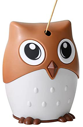 Hyever Pop-Up Zahnstocherhalter Automatischer Zahnstocherspender Niedlich Eule Design Zahnstocher Halter Lustig für Tisch, Restaurant, Küche und Party (Dunkelbraun)