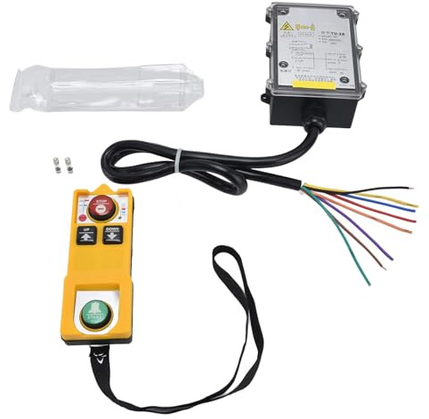 Control Remoto por Radio Industrial Botón de Parada Y Arranque Interruptor Inalámbrico de Elevación de Grúa con 2 Llaves Carcasa de ABS 800MHz IP68 YU-2S Distancia de Control 100 Metros /(24 V CC)