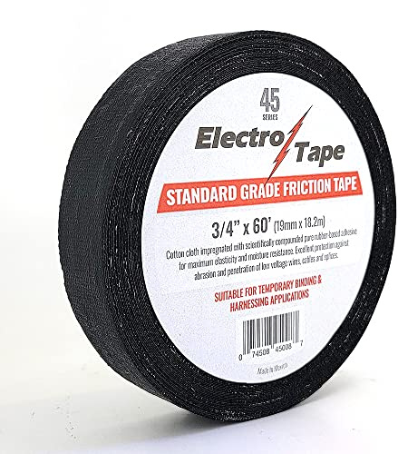 Electro Tape Friction Tape Standard Grade 45 Series - 3/4 x 60ft - High Grade Cloth Rubber Based Adhesive - 1 Roll