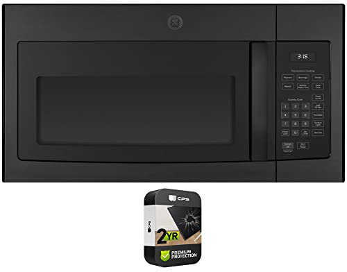 GE JVM3160DFBB 1.6 Cu. Ft. Over-the-Range Microwave Oven Black Bundle with 2 YR CPS Enhanced Protection Pack