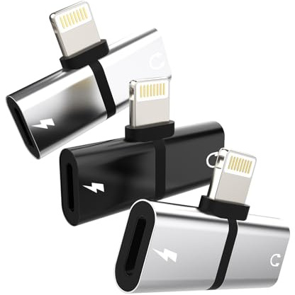 pour iPhone dongle splitter casque (lot de 3) adaptateur audio + charge jack double Lightning câble AUX pour Apple chargeur certifié MFI convertisseur musique cordon pour 14 13 12 11 Pro Max pour iPad