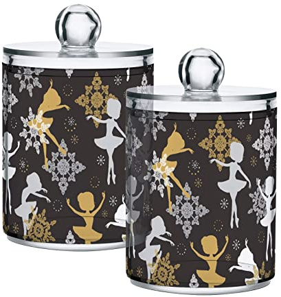 GAIREG Schneeflocken Ballerinas 4 Stück Kunststoff Wattestäbchen Ball Pad Halter, Apothekergläser Badezimmer Zahnbürste