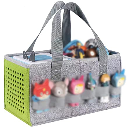 Carrying Case for Tonies Starter Set & Storage Bag for Tonies Figurine, Home Outdoor Hand Bag for Audio Player and Dolls Musical Toy Folding Bag for Toniebox Accessories (Gray Green)