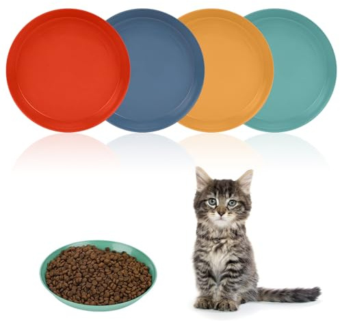 Futternapf für Katzen, 4 Stück Katzenfutternapf, Katzennapf Flach Futternapf, breiter und Flacher Katzenfutternapf zur für Kätzchen und kurzbeinige Katzen.