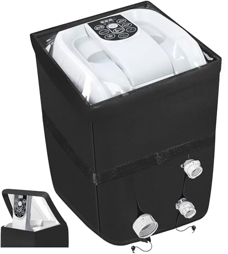 TOHONFOO Heavy Duty Inflatable Hot Tub Pump Cover with Zipper Opening and Transparent PVC Top Window for Multiple Spa Heater Pumps (Black, Cover only)