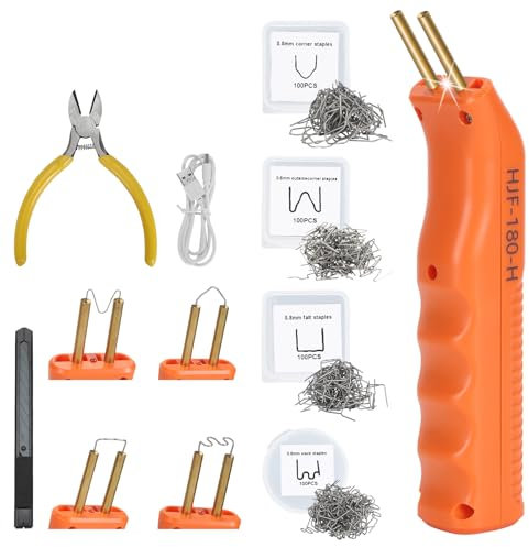 Pilipane Kit de soudage en plastique 300W, kit de réparation de pare-chocs de voiture sans fil avec 400 pièces à chaud, fonctionnement rapide, outil de bricolage portable plus confortable pour la