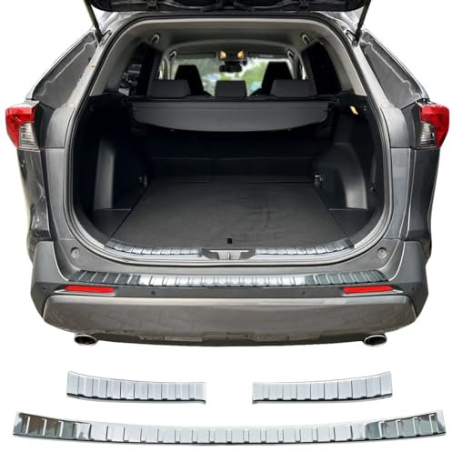 RECAMBO | Protector de Parachoques Trasero | Compatible con Toyota Rav4 V | a Partir de 2018 | Acero Inoxidable Cromado | Interior y Exterior | Protección Borde de Carga