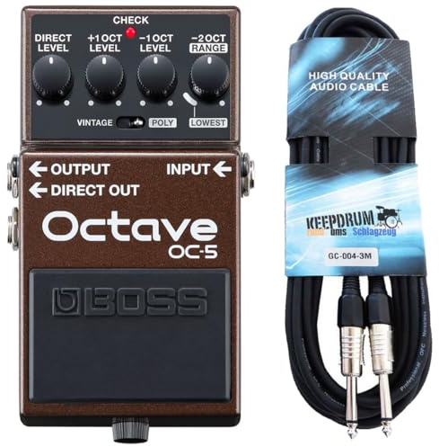 Boss OC-5 Oktave Pedal Effektgerät + keepdrum Gitarrenkabel